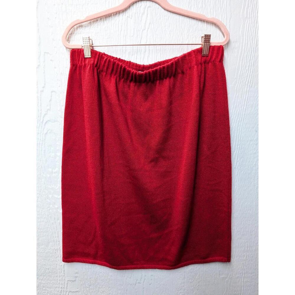 Vtg San Remo By Laura Knits Red Pull On Skirt Holiday Party Christmas Photos Lg